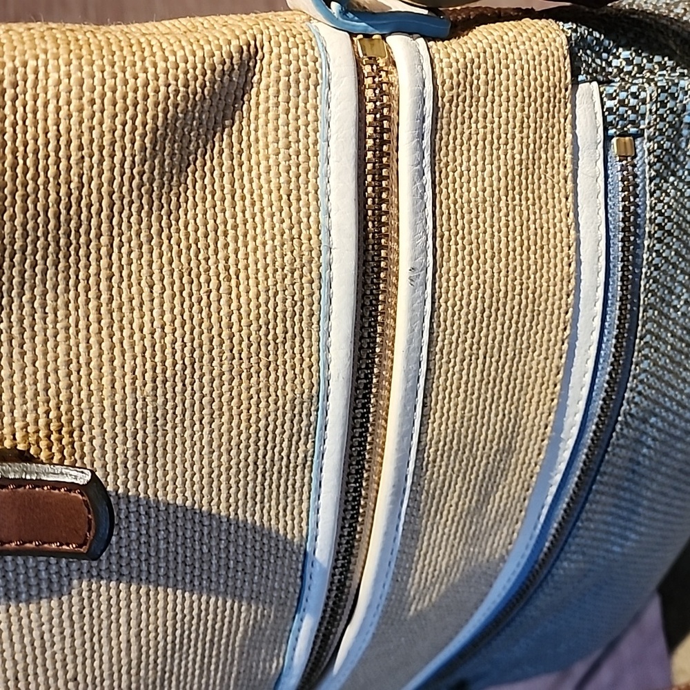 FOSSIL BURLAP AND LEATHER BAG - Picture 6 of 6